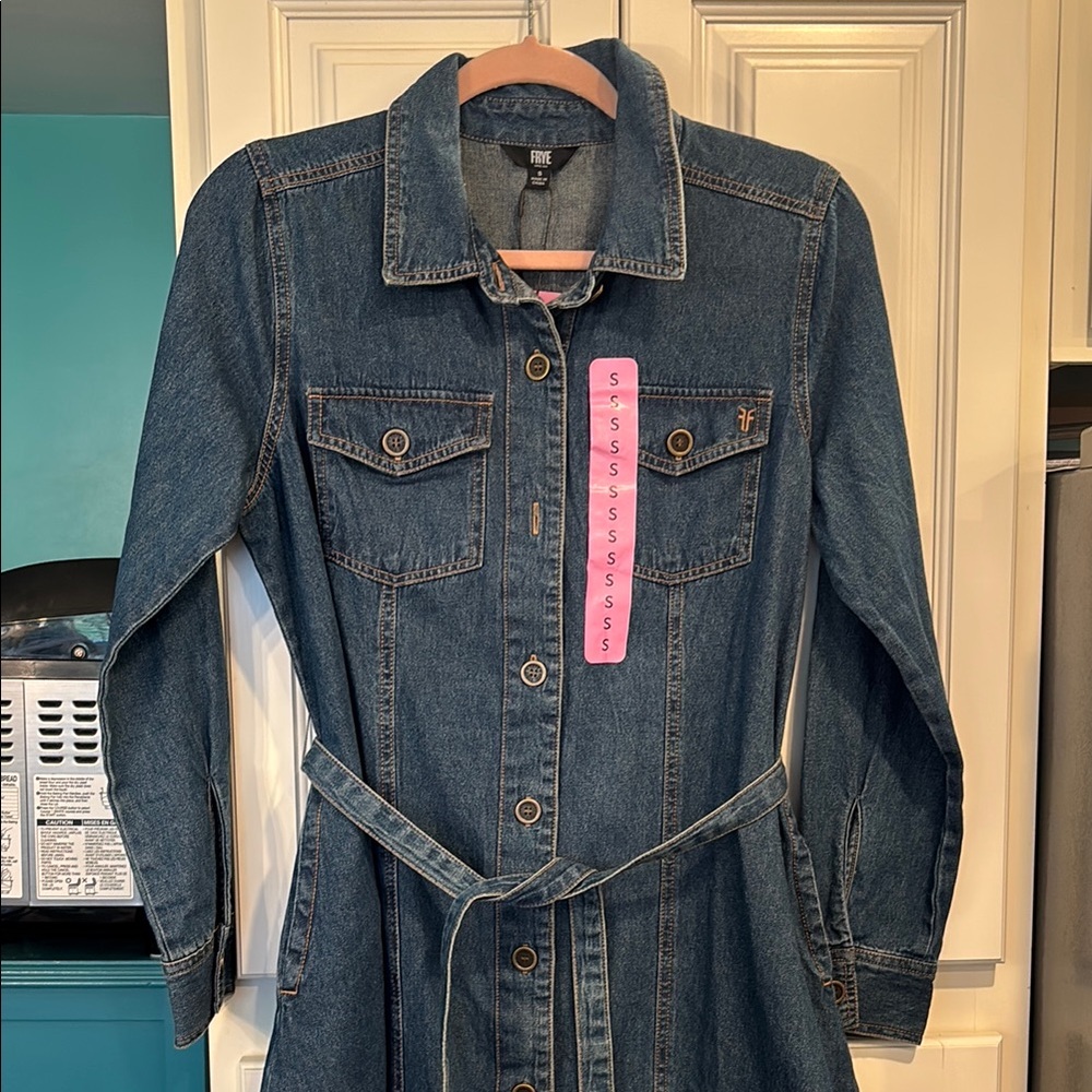 FRYE 100% Cotton Denim Button-Up Dress size Small